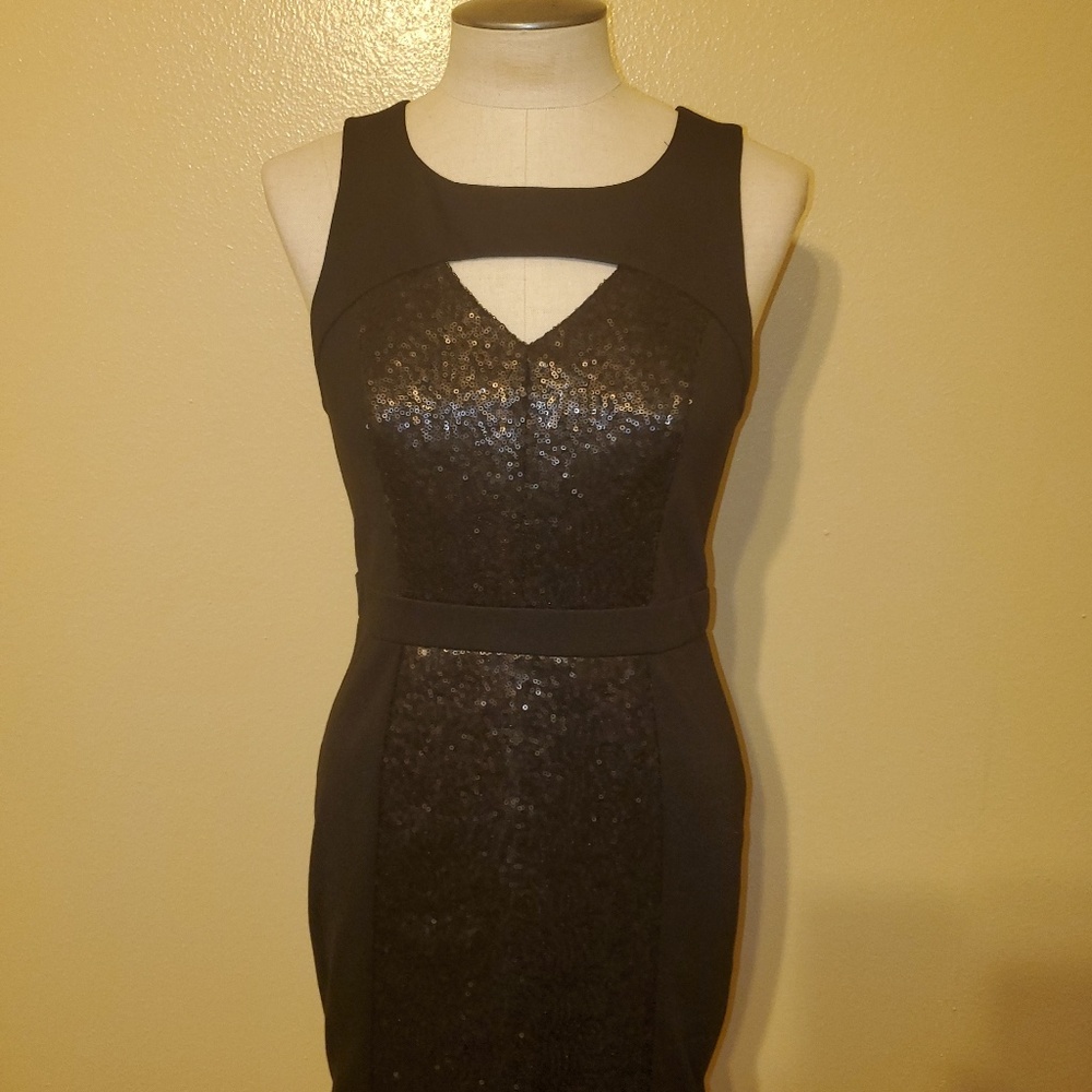 BCBG black sequenced mini dress